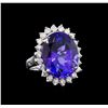 Image 1 : GIA Cert 11.40 ctw Tanzanite and Diamond Ring - 14KT White Gold