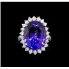 Image 2 : GIA Cert 11.40 ctw Tanzanite and Diamond Ring - 14KT White Gold