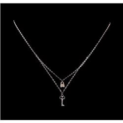 0.08 ctw Diamond Pendant With Chain - 14KT White Gold