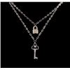 Image 2 : 0.08 ctw Diamond Pendant With Chain - 14KT White Gold