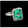 Image 1 : GIA Cert 7.13 ctw Emerald and Diamond Ring - 14KT White Gold