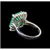 Image 3 : GIA Cert 7.13 ctw Emerald and Diamond Ring - 14KT White Gold