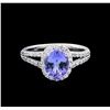 Image 2 : 1.95 ctw Tanzanite and Diamond Ring - 14KT White Gold