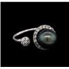 Image 1 : 0.68 ctw Pearl and Diamond Ring - 14KT White Gold