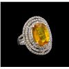 Image 1 : 10.69 ctw Yellow Sapphire and Diamond Ring - 14KT White Gold