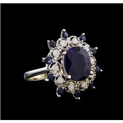 5.19 ctw Sapphire and Diamond Ring - 14KT White Gold