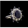 Image 1 : 5.19 ctw Sapphire and Diamond Ring - 14KT White Gold