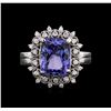 Image 2 : 4.17 ctw Tanzanite and Diamond Ring - 14KT White Gold