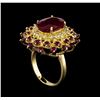 Image 4 : 9.94 ctw Ruby and Diamond Ring - 14KT Yellow Gold