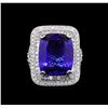 Image 2 : 18KT White Gold GIA Certified 21.75 ctw Tanzanite and Diamond Ring