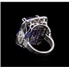 Image 3 : 18KT White Gold GIA Certified 21.75 ctw Tanzanite and Diamond Ring