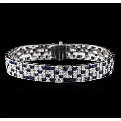 18KT White Gold 9.52 ctw Sapphire and Diamond Bracelet