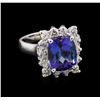 Image 1 : 4.65 ctw Tanzanite and Diamond Ring - 14KT White Gold