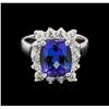 Image 2 : 4.65 ctw Tanzanite and Diamond Ring - 14KT White Gold