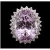 Image 2 : 14KT White Gold 40.04 ctw GIA Certified Kunzite and Diamond Ring