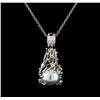 Image 1 : Pearl and Diamond Pendant With Chain - 14KT White Gold