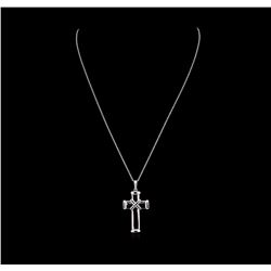 0.12 ctw Black Diamond Cross Pendant With Chain - 14KT White Gold