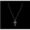 Image 1 : 0.12 ctw Black Diamond Cross Pendant With Chain - 14KT White Gold