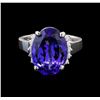 Image 2 : GIA Cert 9.49 ctw Tanzanite and Diamond Ring - 14KT White Gold