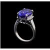 Image 4 : GIA Cert 9.49 ctw Tanzanite and Diamond Ring - 14KT White Gold