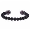 Image 2 : Cozmo Sterling Silver Black Crystal Skull Cuff Bracelet