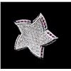 Image 1 : 0.52 ctw Pink Sapphire and Diamond Star Pendant - 18KT White Gold
