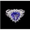 Image 2 : 1.95 ctw Tanzanite and Diamond Ring - 14KT White Gold