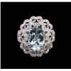 Image 1 : 4.70 ctw Aquamarine and Diamond Ring - 18KT White Gold