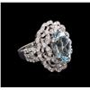 Image 2 : 4.70 ctw Aquamarine and Diamond Ring - 18KT White Gold