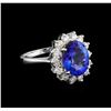 Image 1 : 3.47 ctw Tanzanite and Diamond Ring - 14KT White Gold