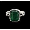 Image 2 : 3.91 ctw Emerald and Diamond Ring - 14KT White Gold