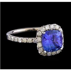 1.81 ctw Tanzanite and Diamond Ring - 14KT White Gold