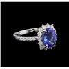 Image 1 : 2.33 ctw Tanzanite and Diamond Ring - 14KT White Gold