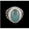 Image 2 : 14KT White Gold 9.14 ctw Aquamarine and Diamond Ring