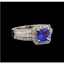 14KT White Gold 1.33 ctw Tanzanite and Diamond Ring