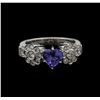 Image 2 : 0.93 ctw Tanzanite and Diamond Ring - 18KT White Gold