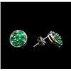 Image 2 : 0.70 ctw Emerald Earrings - 14KT White Gold