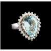 Image 1 : 5.65 ctw Aquamarine and Diamond Ring - 14KT White Gold