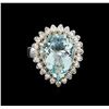 Image 2 : 5.65 ctw Aquamarine and Diamond Ring - 14KT White Gold