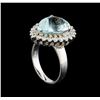 Image 4 : 5.65 ctw Aquamarine and Diamond Ring - 14KT White Gold