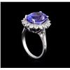 Image 4 : 8.72 ctw Tanzanite and Diamond Ring - 14KT White Gold