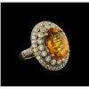 Image 1 : 14KT White Gold 15.39 ctw Citrine and Diamond Ring