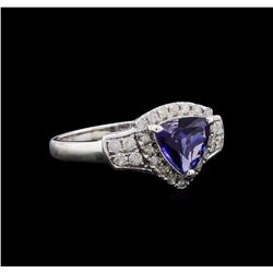 1.20 ctw Tanzanite and Diamond Ring - 14KT White Gold