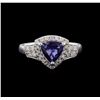 Image 2 : 1.20 ctw Tanzanite and Diamond Ring - 14KT White Gold