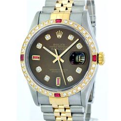 Rolex Two-Tone 1.20 ctw Diamond and Ruby DateJust Men's Watch