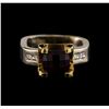 Image 2 : 14KT Two-Tone Gold 4.87 ctw Almandite and Diamond Ring