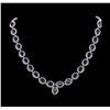 Image 1 : 47.00 ctw Blue Sapphire and Diamond Necklace - 14KT White Gold