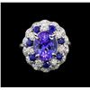 Image 2 : 14KT White Gold 3.90 ctw Tanzanite, Sapphire and Diamond Ring