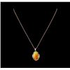 Image 2 : 17.30 ctw Opal and Diamond Pendant With Chain - 14KT Rose Gold