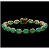 Image 1 : 20.04 ctw Emerald and Diamond Bracelet - 14KT Yellow Gold